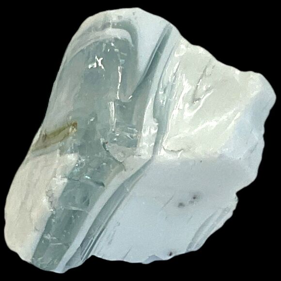 Milk Glass Clear Swirl Art Glass Cullet Glowing Manganese Slag Glass #4GX282 - Picture 3 of 7